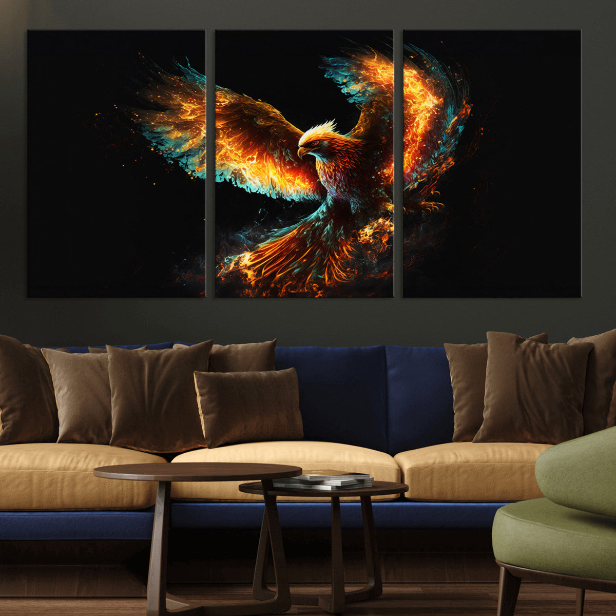 Fiery Phoenix Canvas Print | Ready to Hang Wall Art | Bold Fantasy Decor