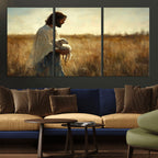 Jesus the Good Shepherd Wall Art Canvas Print, Inspirational Christian Religious Print for Prayer Room