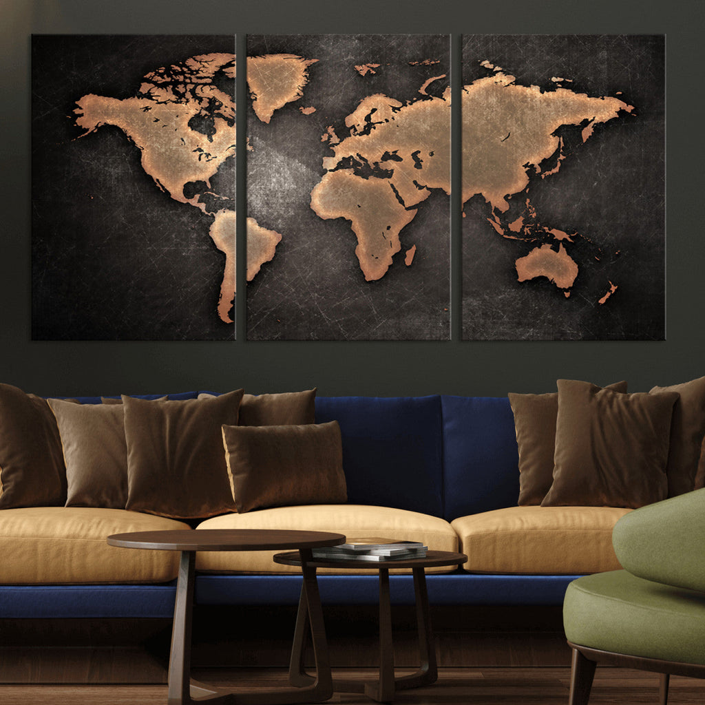 World Map Canvas Print | Framed Travel Map Wall Art for Couples