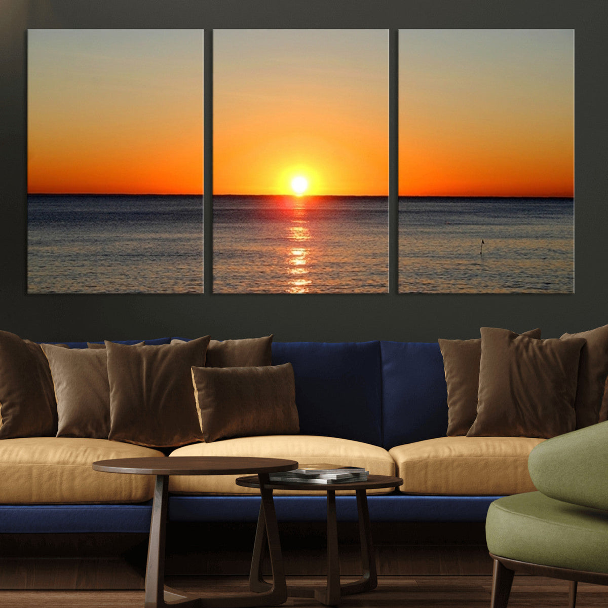 Golden Horizon Sunset Over Ocean Wall Art Canvas Print | Tropical Beach Canvas