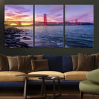 Golden Gate Bridge Wall Art Canvas Print, Framed San Francisco Sunset Landmark