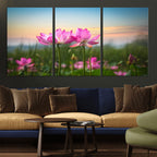 Pink Flower on the Mountain Canvas Print, Framed Pink Flower Canvas Wall Art