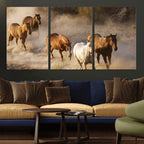 Large Wall Art 5 Horses Running on Sand Canvas Print
