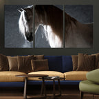Large Wall Art Cream Colored Horse on Grey Background Canvas