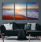 Ocean Beach Wall Art, Coastal Sunset Tropical Island Seascape Canvas Print