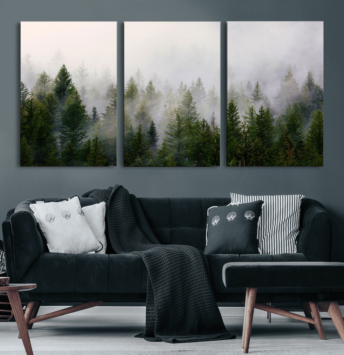 Forest Wall Art Canvas Print | Foggy Forest Wall Art | Pine Wood Forest Print