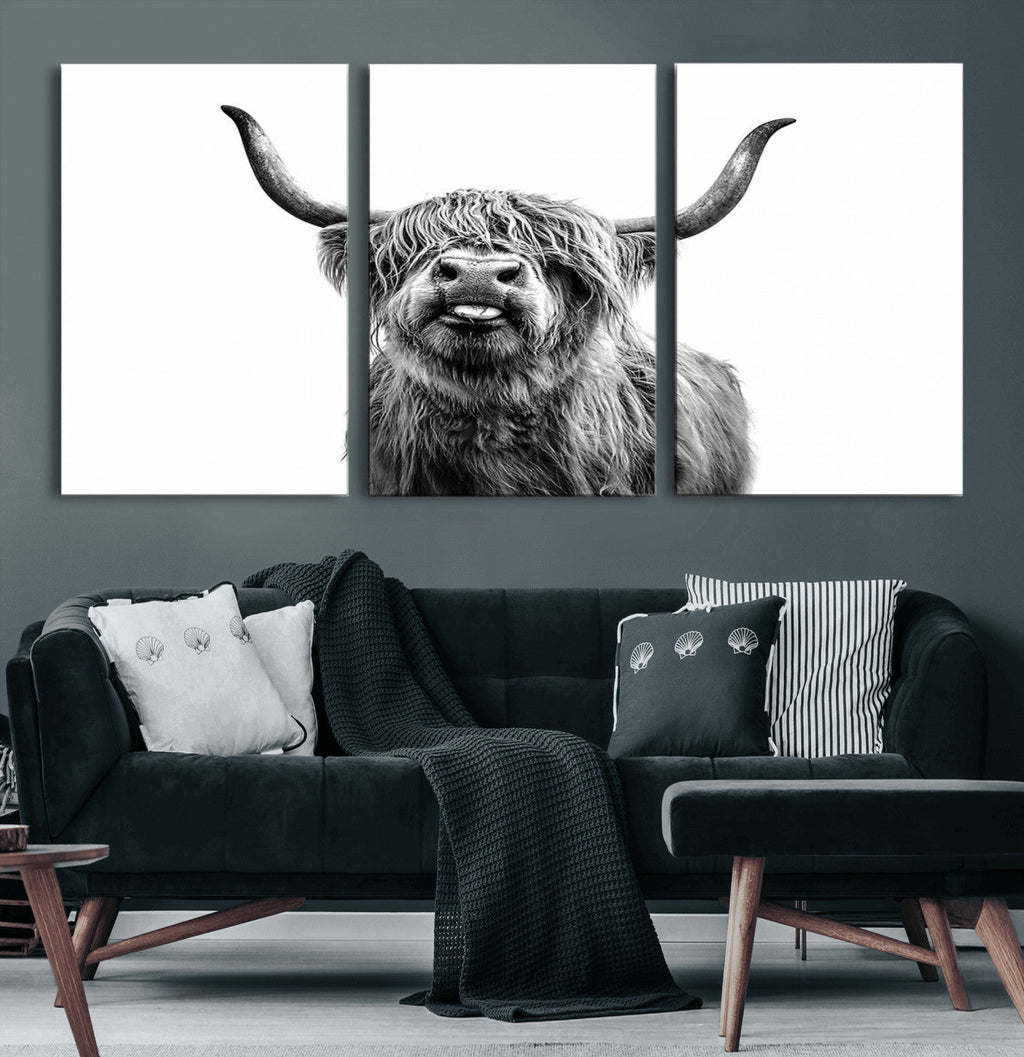 Fanny Scottish Highland Cow Cattle Art Print Farmhouse Wall Art Canvas Print