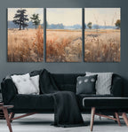 Golden Fields Canvas Wall Art Print | Serene Minimalist Landscape for Modern Decor