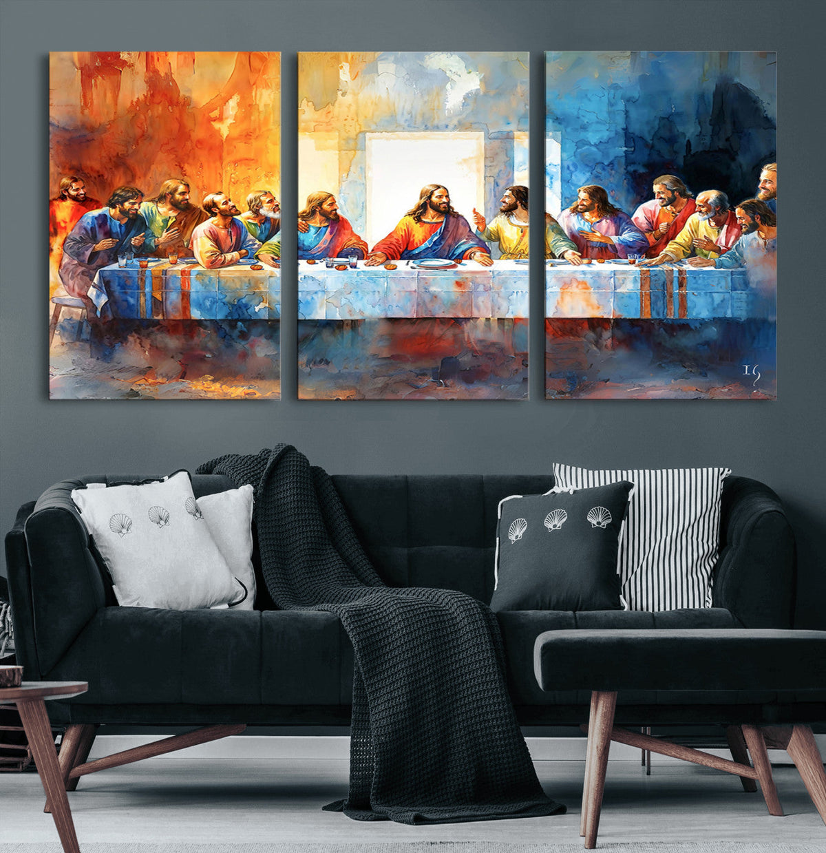 Abstract Watercolor The Last Supper Wall Art
