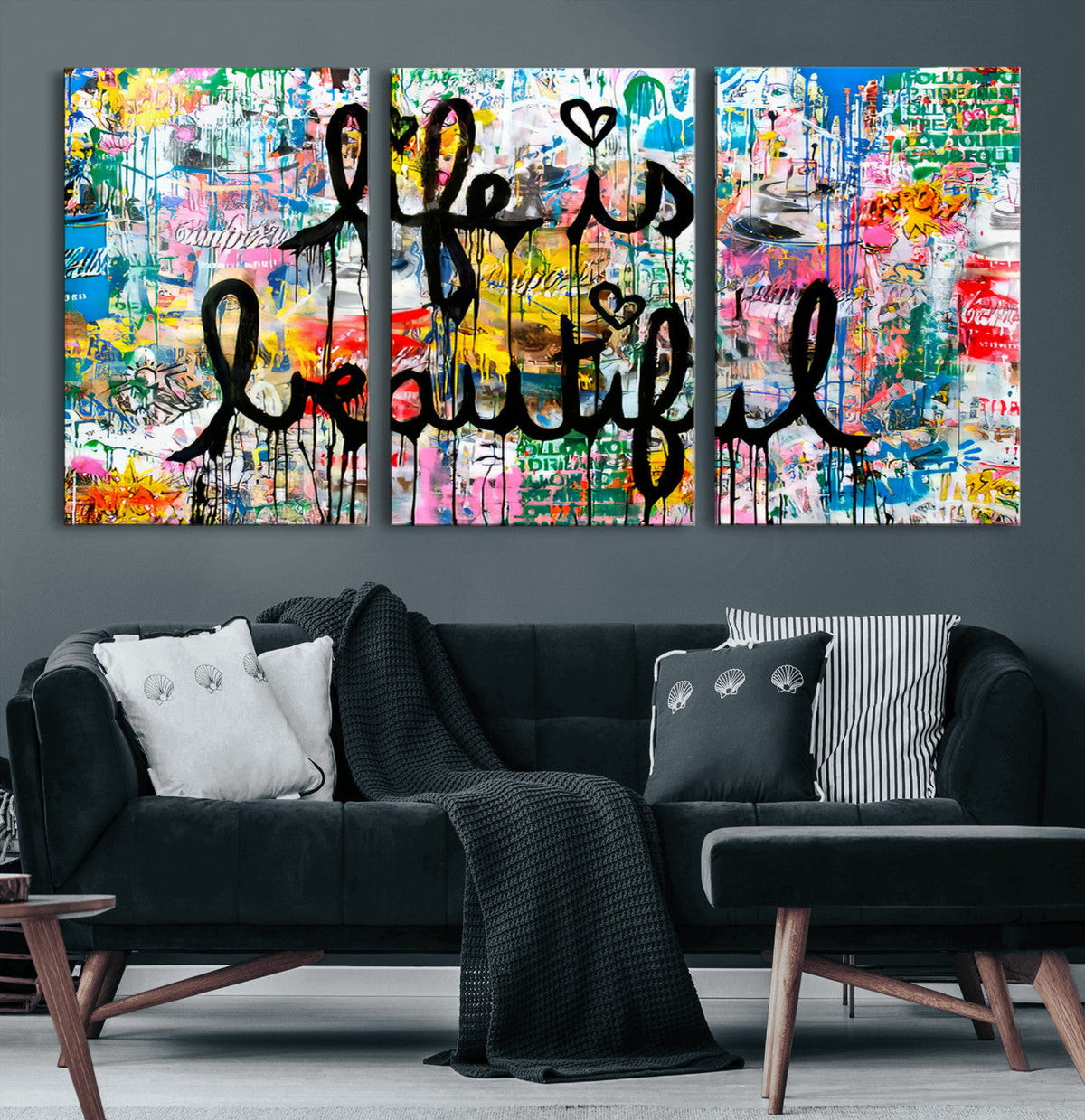 Life Beautiful Art Print | Banksy Graffiti Wall Art Canvas Print