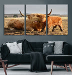 Highland Cow Canvas Wall Art Animal Print for Farm House Decor