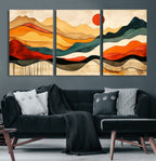 Abstract Mountain Wall Art | Framed Colorful Landscape Canvas