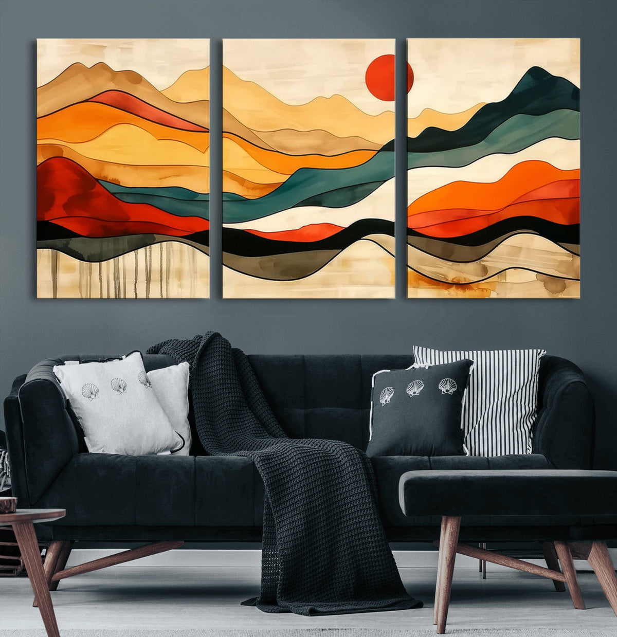 Abstract Mountain Wall Art | Framed Colorful Landscape Canvas