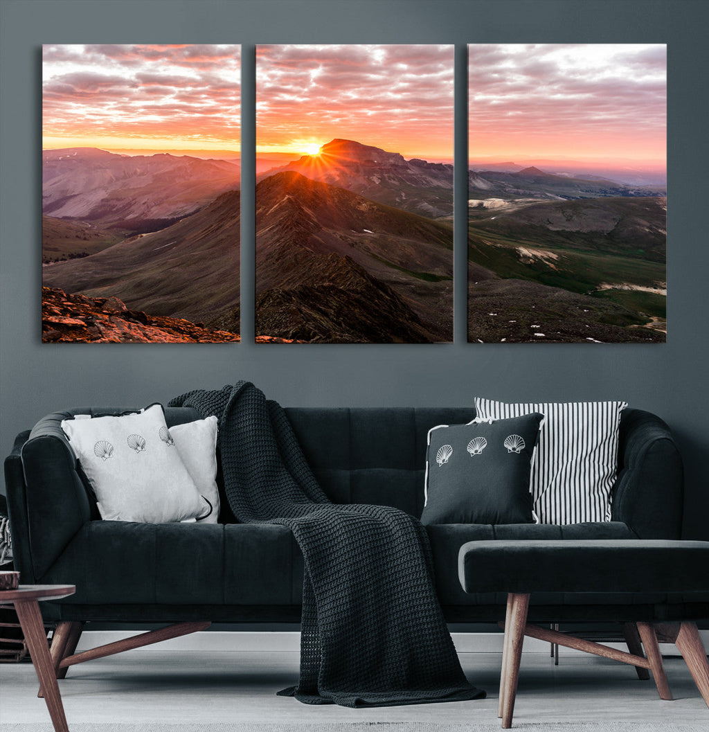 Mountain Sunrise Wall Art Canvas Print | Alpine Ridge Morning Light