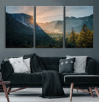 Yosemite Valley Wall Art Canvas Print, Framed Mountain Landscape National Park Art