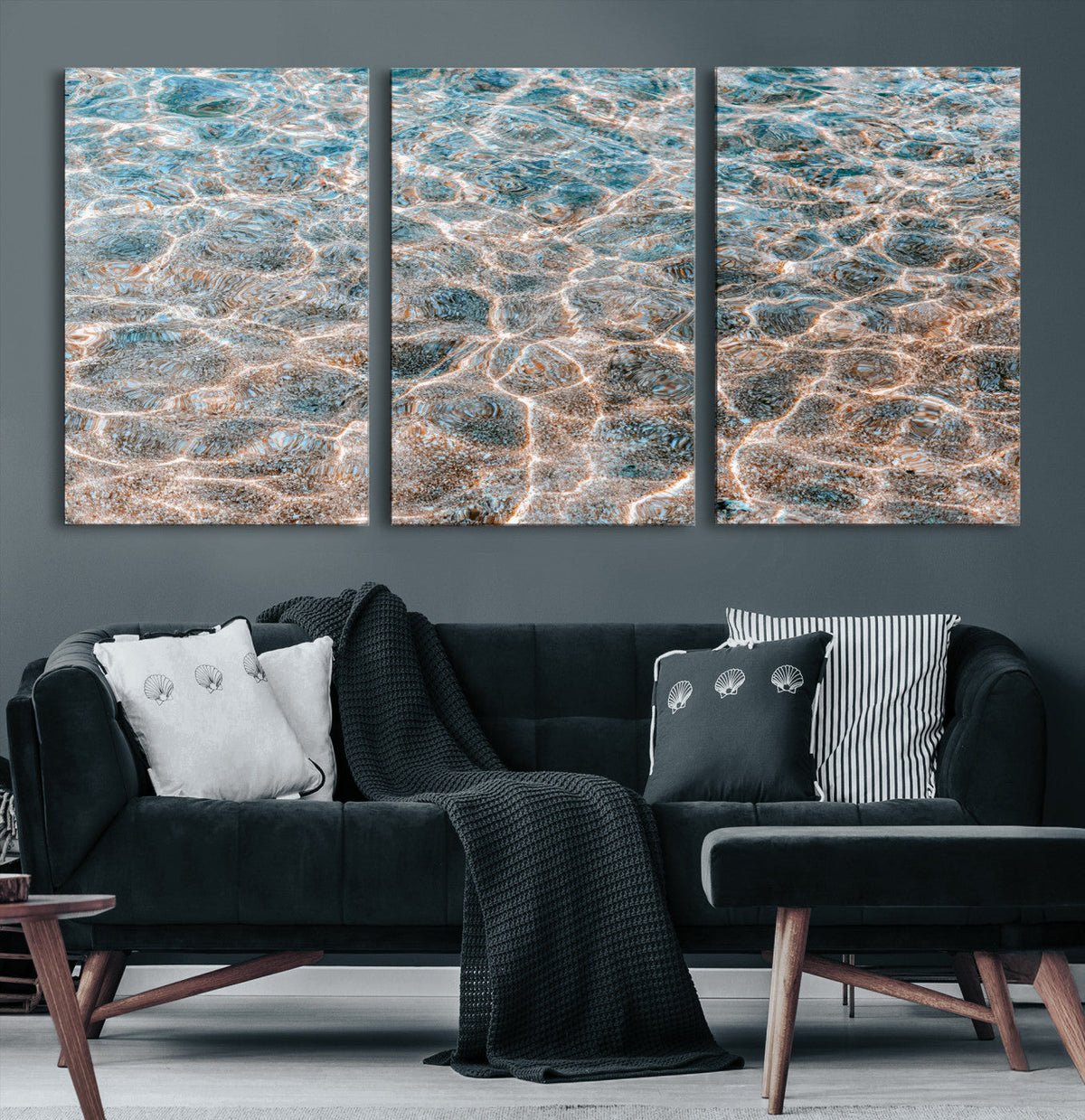 Clear Water Wall Art Canvas Print | Framed Sunlit Ocean Ripples