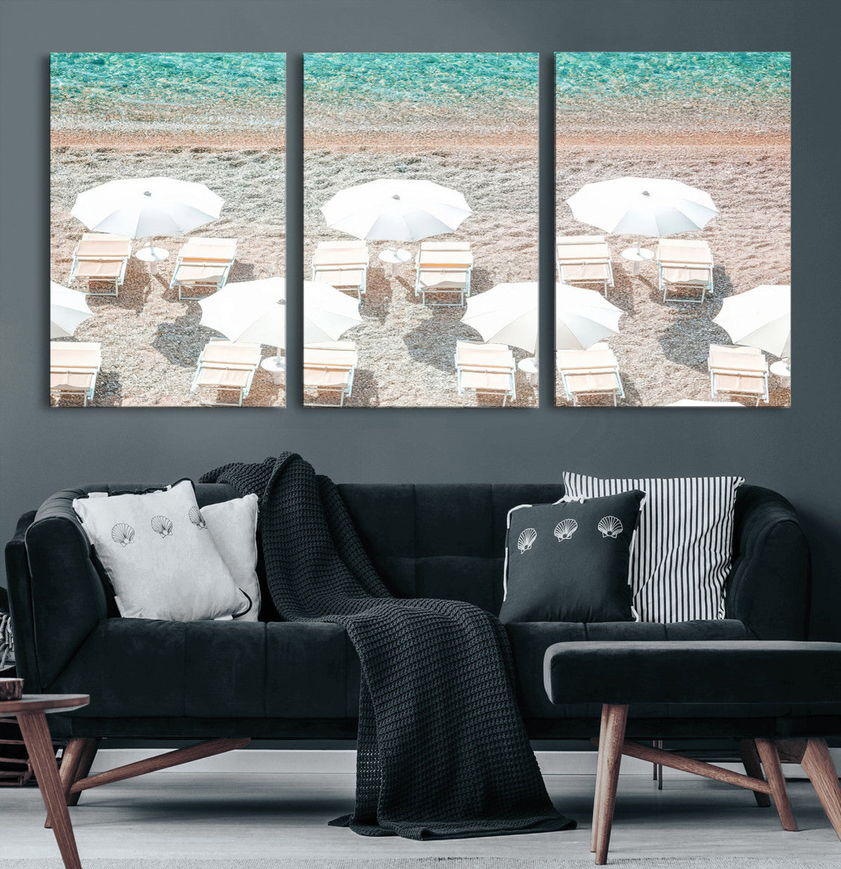 Calm Beach Wall Art | Framed Turquoise Water Canvas Artwork