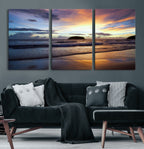 Beach Sunset Wall Art Canvas Print, Tropical Ocean Waves