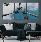 Tropical Palm Trees Wall Art Canvas Print, Framed California Sky Minimalist Nature