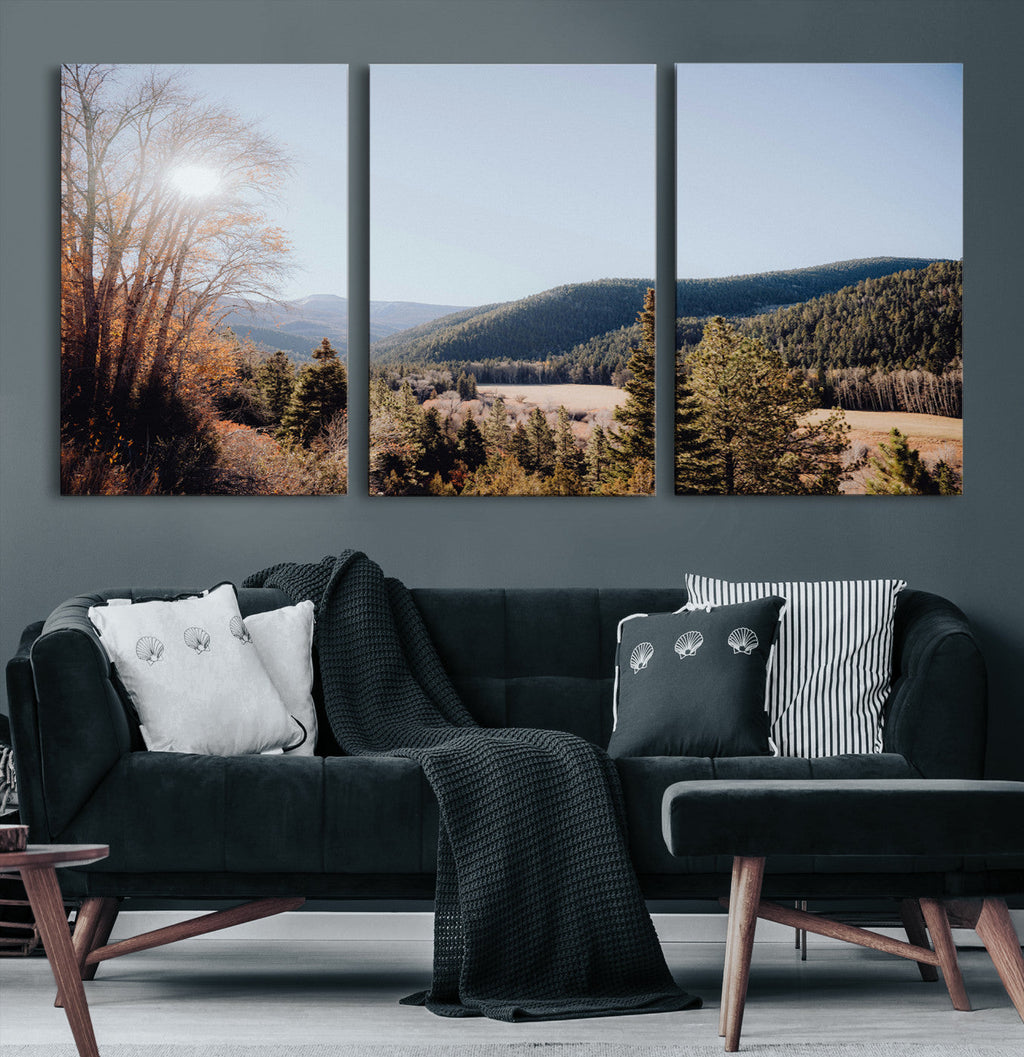 Rustic Landscape Wall Art Canvas Print, Serene Valley Scene