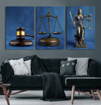 Legal Justice Wall Art Canvas Print | Gavel, Scales and Lady Justice