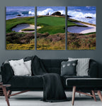 California Pebble Beach Golf Links Wall Art Canvas Print, Iconic Monterey Coastal Golf Course