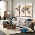 Modern World Map Canvas Print | Framed Travel Map Wall Art