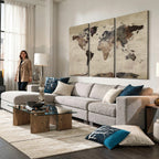 World Map Canvas Print, Detailed Map of the World, Adventure Gift for Couples and Anniversaries
