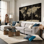 Push Pin World Map Canvas Wall Art Print, Interactive Travel Map
