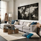 Vintage World Map Wall Art Canvas Print | Framed Large Map Wall Art