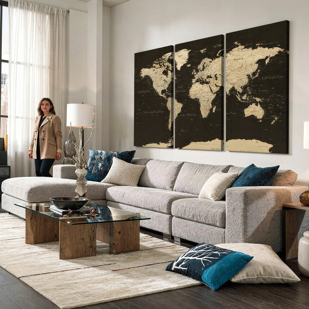 World Map Canvas Print | Framed World Map Wall Art for Couples