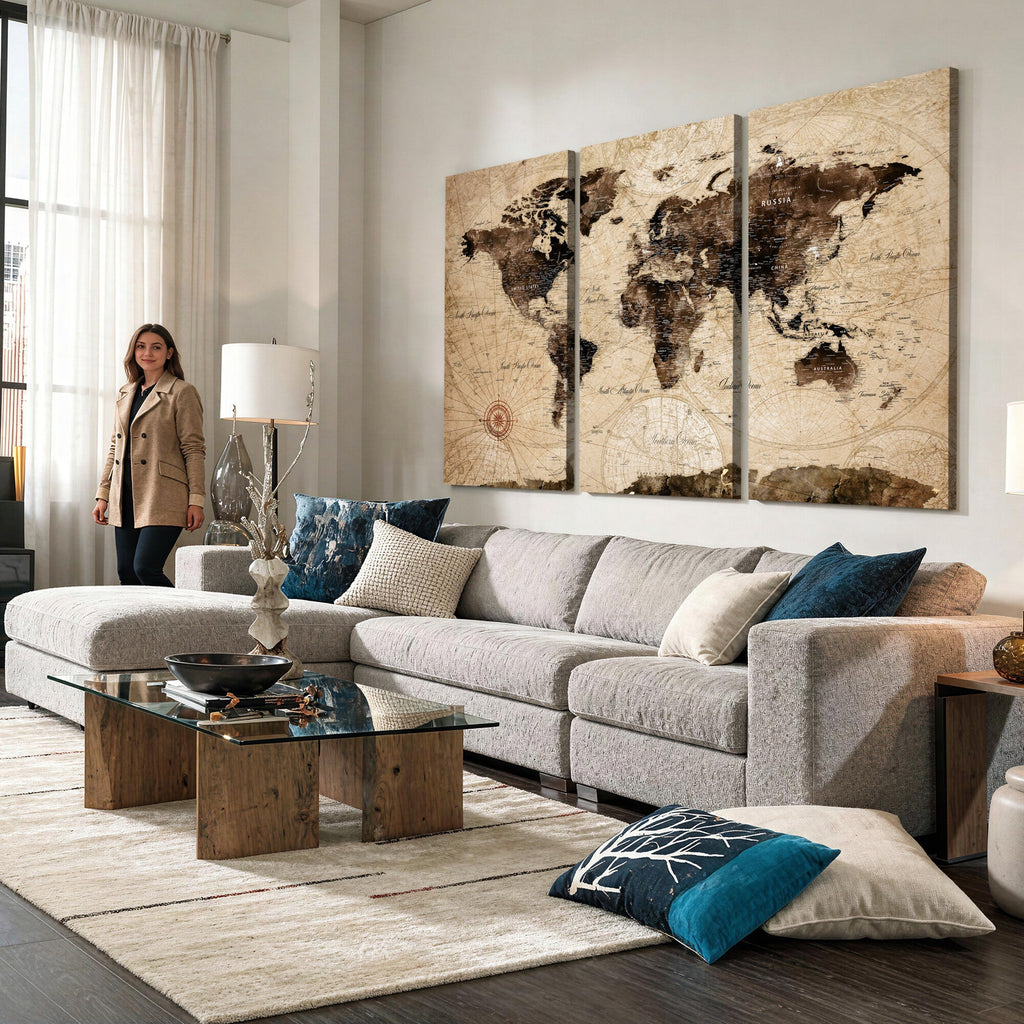 World Map Wall Art Canvas Print