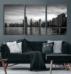 Chicago Wall Art Canvas Print, Chicago City Downtown Night Cityscape