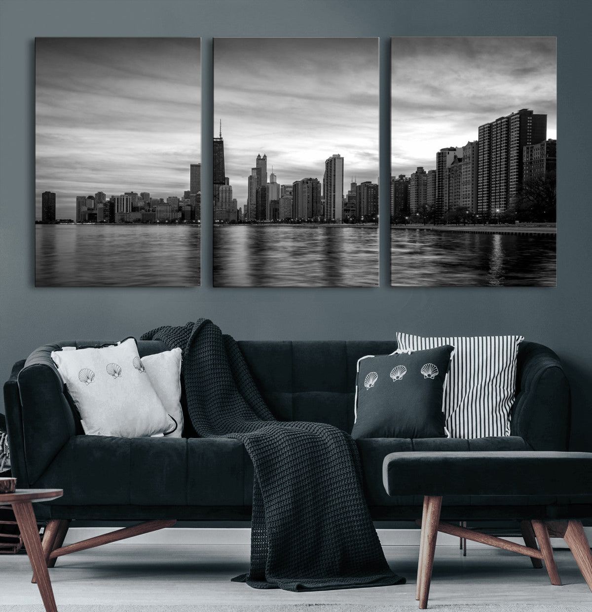 Chicago Wall Art Canvas Print, Chicago City Downtown Night Cityscape