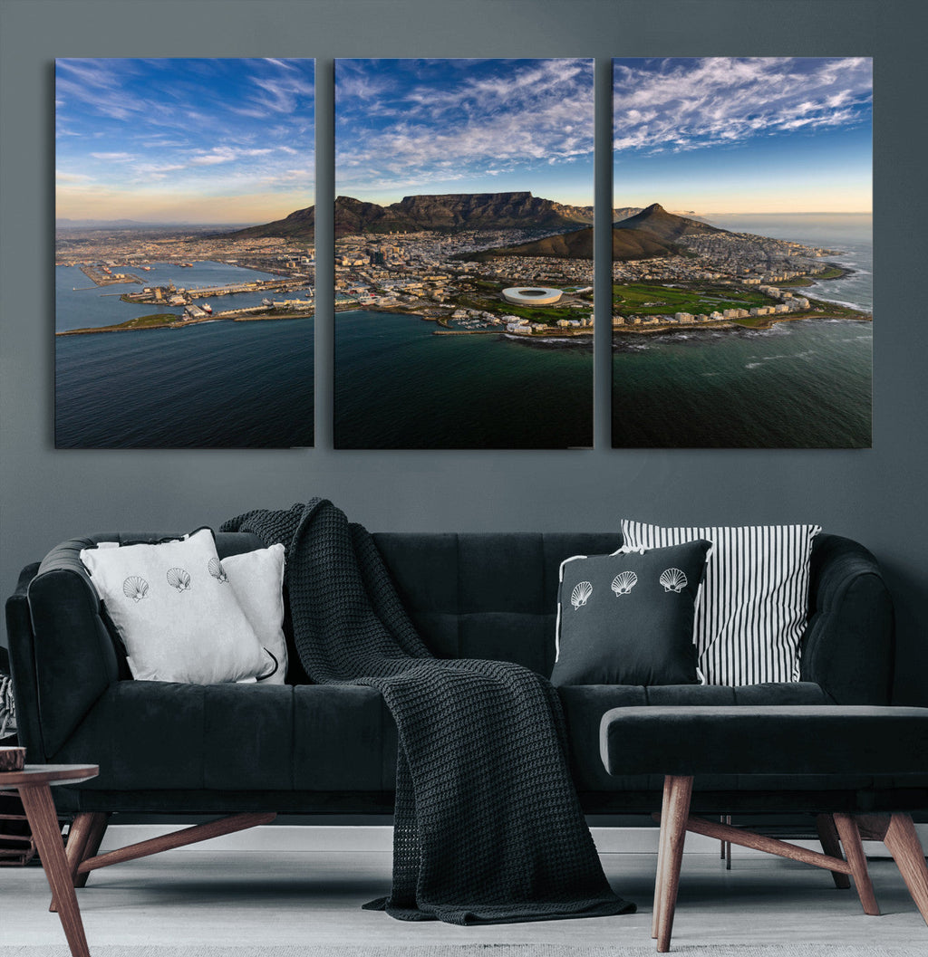 Cape Town Wall Art Canvas Print | Table Mountain Coastal Skyline Panorama
