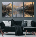 Drip Style Forest Lake Gold Art, Abstract Expressionist, Framed and Ready to Hang