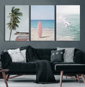 Surf Canvas Wall Art Set, Pink Surfboard VW Van Palm Tree