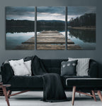 Wooden Bridge Near Lake Wall Art Canvas Print