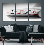 Framed Lucky Poker Cards Canvas | Modern Triptych Wall Art for Game Rooms