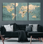 Classic World Map Canvas Print | Framed Vintage Map Wall Art