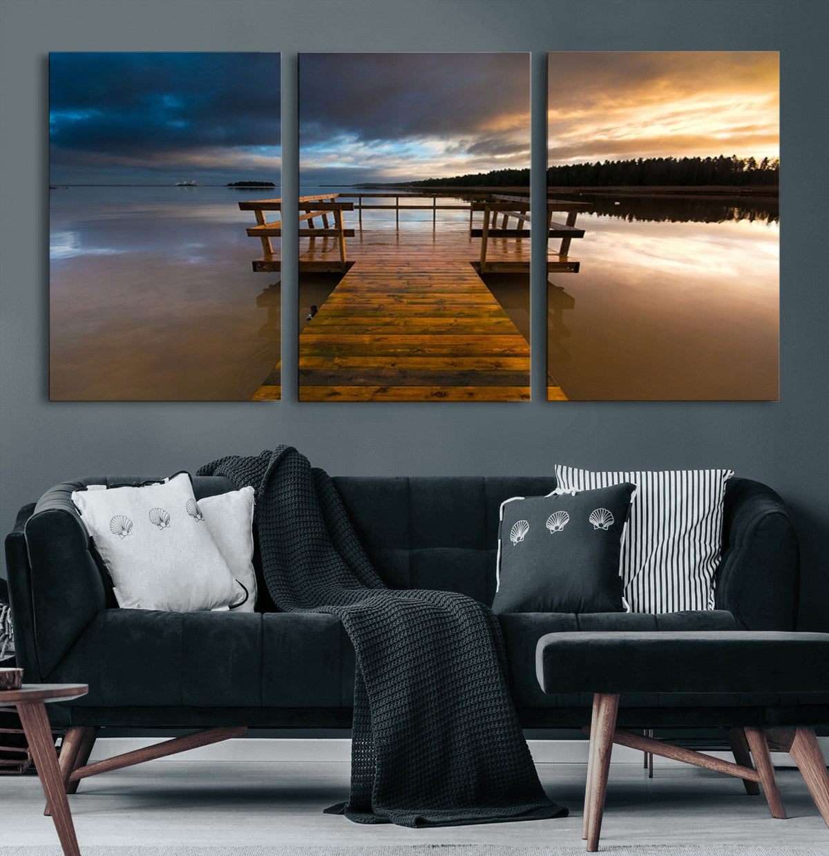 Serene Lake Pier at Sunset Canvas Print | Landscape Wall Art | Ready to Hang
