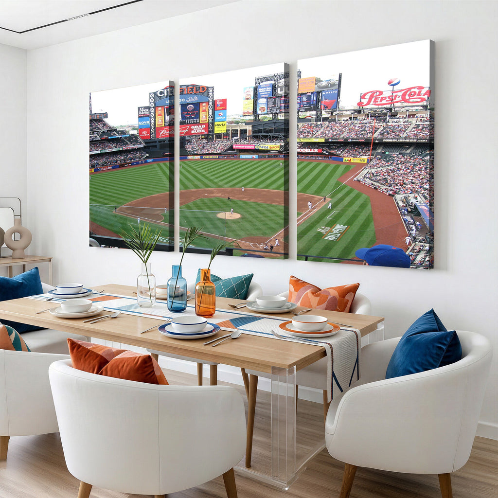 New York Mets Baseball Team Print, Citi Field Baseball Stadium Wall Art