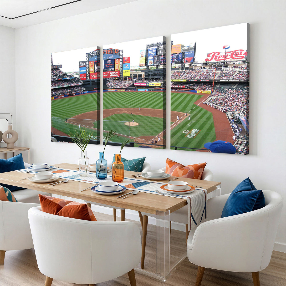 New York Mets Baseball Team Print, Citi Field Baseball Stadium Wall Art