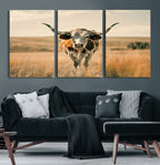 Texas Cow Wall Art Canvas Print for Farm House Wall Decor