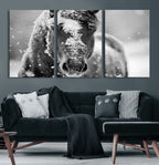 Black and White Horse Winter Wall Art, Ready to Hang