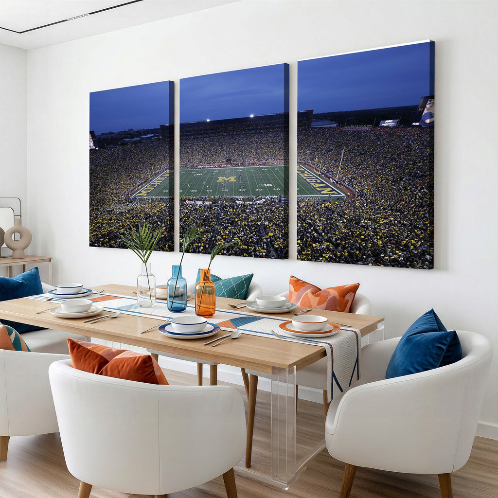 University of Michigan Wolverines Football Team Print, Ann Arbor, Home Bar Wall Decor