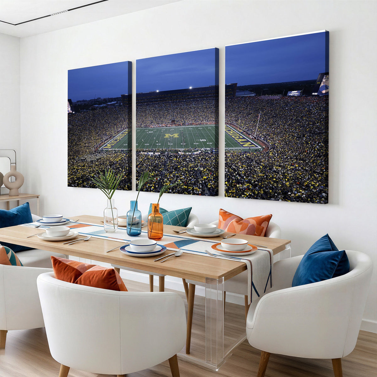 University of Michigan Wolverines Football Team Print, Ann Arbor, Home Bar Wall Decor