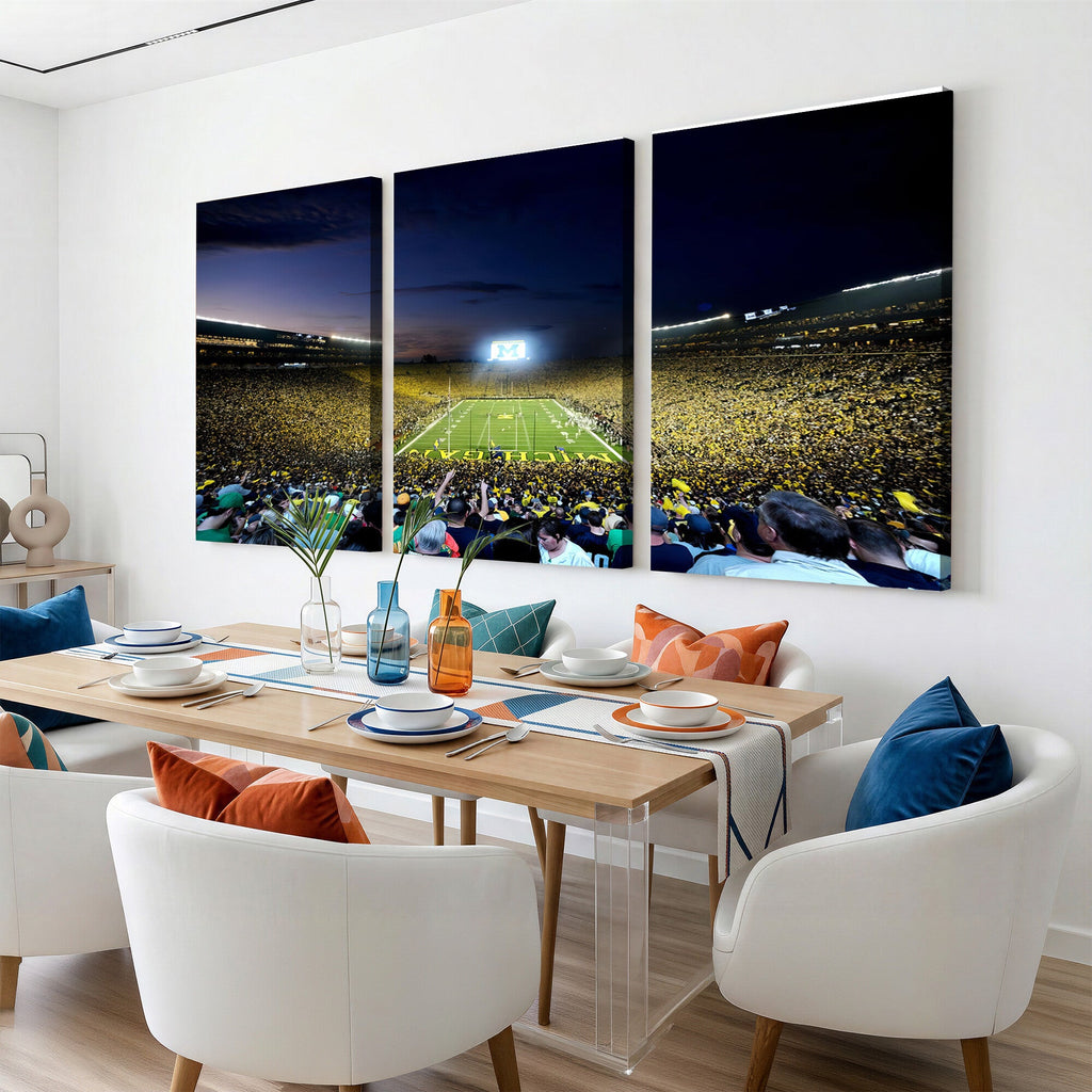 University of Michigan Wolverines Football Team Print, Ann Arbor, Extra Large Game Room Wall Decor