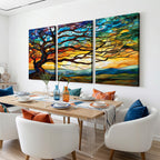 Mosaic Tree Wall Art | Ready to Hang Stained Glass Style Canvas Print