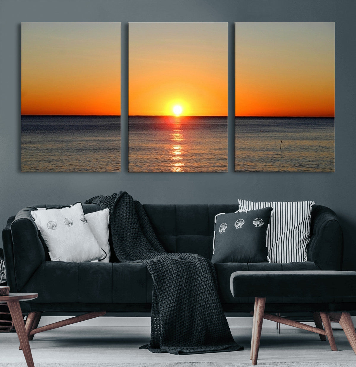 Golden Horizon Sunset Over Ocean Wall Art Canvas Print | Tropical Beach Canvas